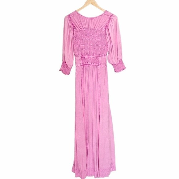 NWT Free People String of Hearts Cutout Maxi Dress Pink Crocus Size Medium NEW - Picture 5 of 16